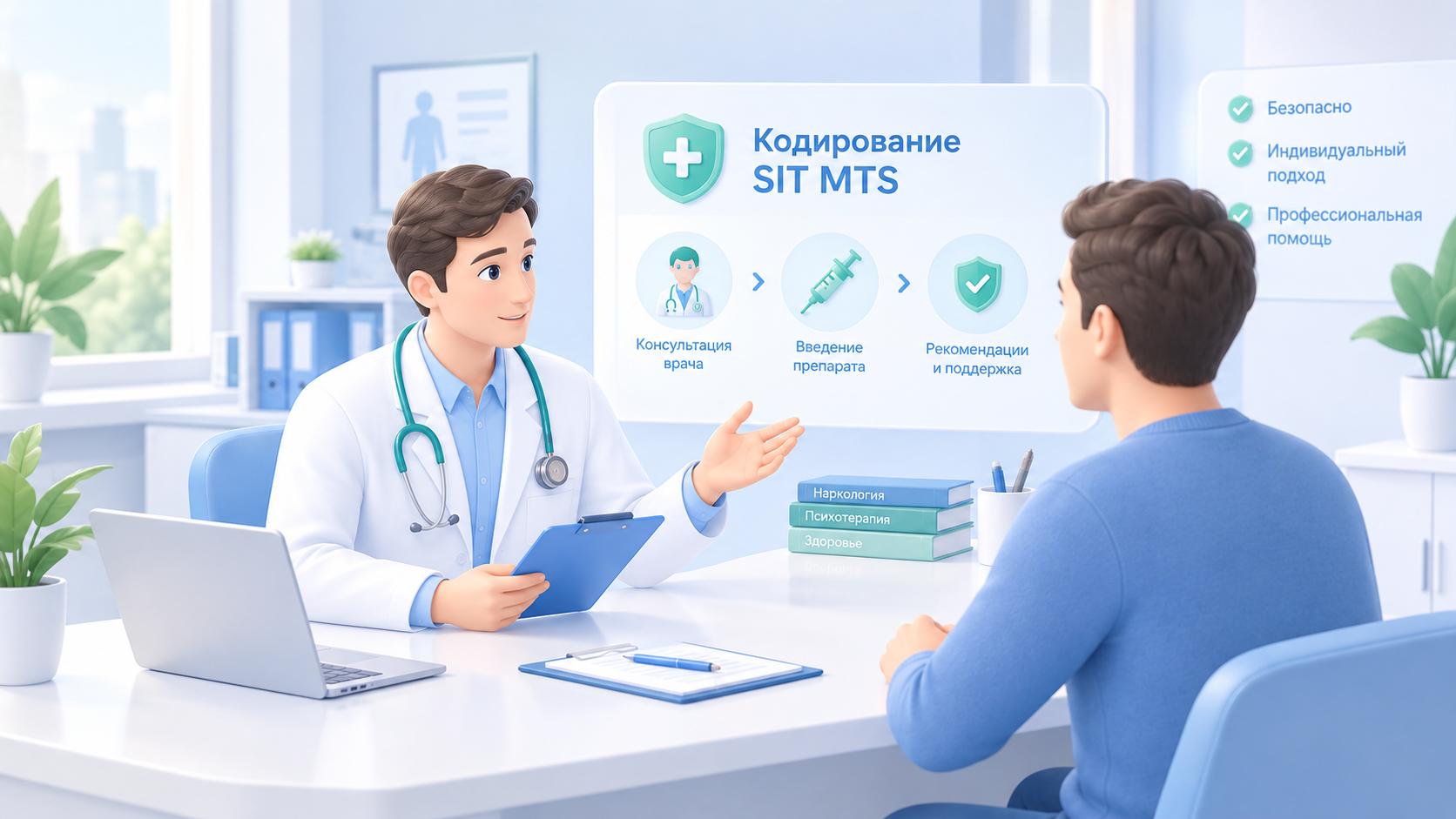 Консультация врача-нарколога перед кодированием от алкогольной зависимости методом SIT MTS